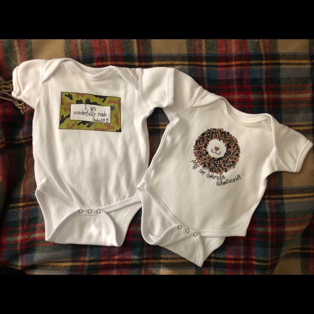 2 Boutique Brand (Heavenly Wear) Onesies EUC 0-6m